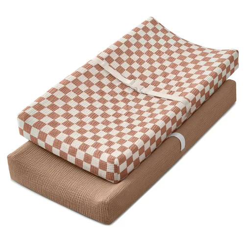 Vista 12 de Blissful Diary Funda de muselina para cambiador de pañales para bebés, algodón ultrasuave y transpirable, 2