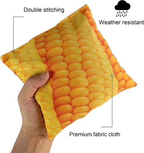 Vista 3 de Juego de 8 bolsas de cornhole reguladoras, doble costura, bolsas estándar para juegos de lanzamiento para todas las edades (maíz)