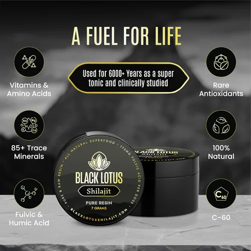 Vista 6 de Black Lotus Pure Shilajit Resina, 0.27 oz, 100% Shilajit natural puro para hombres y mujeres con aminoácidos, 175 mg de ácido fúlvico, 85 minerales