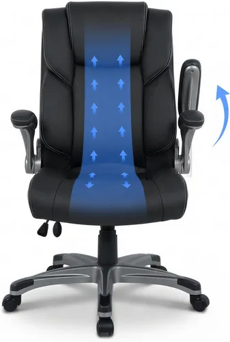 Vista 8 de COLAMY Silla Ergonómica de Oficina Ejecutiva con Cuero Sintético Grueso, Reposabrazos Abatibles, Respaldo Alto Ajustable en Altura e Inclinación