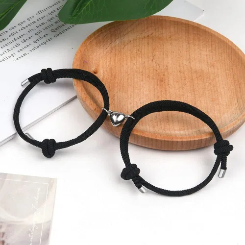 Vista 6 de Pulseras magnéticas para parejas, pulseras de atracción mutua, votos de amor eterno, pulseras de pareja ajustables, regalos de joyería expresan amor