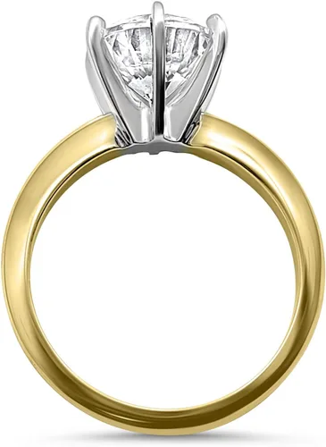 Vista 4 de Anillo de oro amarillo con circonita cúbica de 14 quilates y 6 puntas