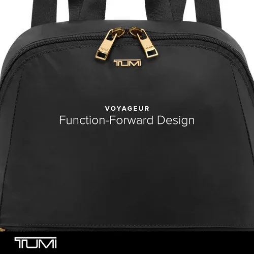 Vista 7 de TUMI Mochila Just in Case para mujer, Negro/Dorado, Tamaño único