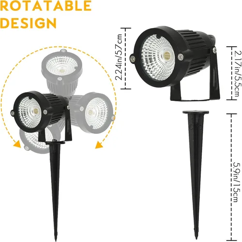 Vista 3 de Cambio de color Paisaje Iluminación LED de bajo voltaje Focos al aire libre 6W 12V IP66 Luces de paisajismo impermeables Control remoto Jardín