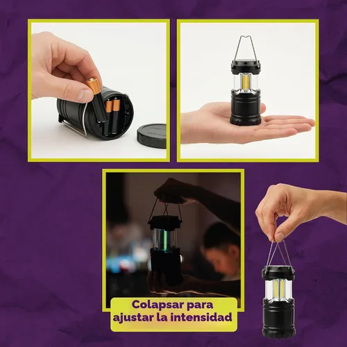 Vista 7 de ATack Linterna LED para campamento, funciona con pilas, paquete de 4 linternas de campamento para cortes de energía, luces colgantes plegables