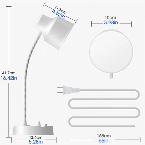 Vista 3 de Lámpara de escritorio LED Energetic con soporte para teléfono, lámpara de mesa con toma de corriente, cuello de cisne flexible ajustable, 4000K, luz