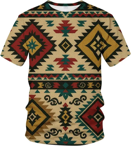 Vista 9 de Camiseta de manga corta con cuello redondo y diseño azteca divertido