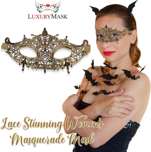 Vista 3 de Masquerade Mask For Women Lace Masquerade Masks for Masquerade Party, Proms, Venetian Party, Mardi Gras, Halloween & Cosplay
