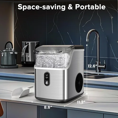 Vista 7 de Electactic Máquina de hielo de pepitas para encimera Pro - 34 libras/24 horas, máquina de hielo de pellets autolimpiante con hielo masticable suave