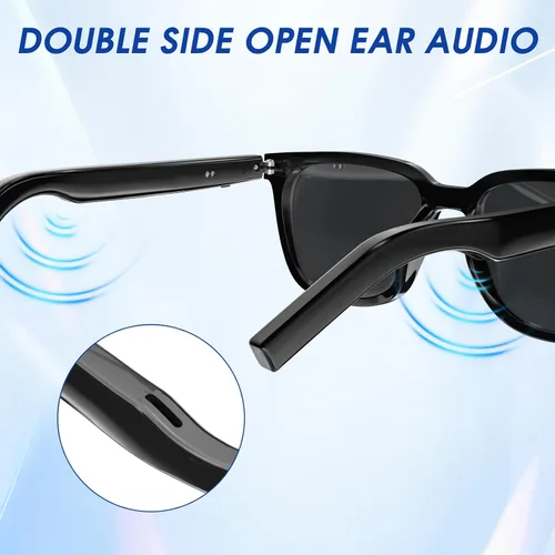 Vista 7 de Lentes inteligentes – Lentes de sol con Bluetooth fotocromáticos y anti luz azul, protección UV, llamadas manos libres y audio, asistente de voz