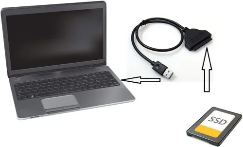 Vista 2 de Cable adaptador de disco duro USB a SATA, USB 3.0 a SATA III con UASP compatible con HDD y SSD de 2,5 pulgadas