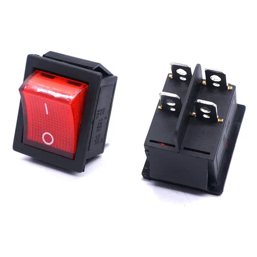 Vista 4 de Taiss 5 interruptores basculantes DPST ON/OFF de 4 pines 2 posiciones 16A 250VAC/20A 125VAC con luz roja iluminada interruptor de palanca basculante