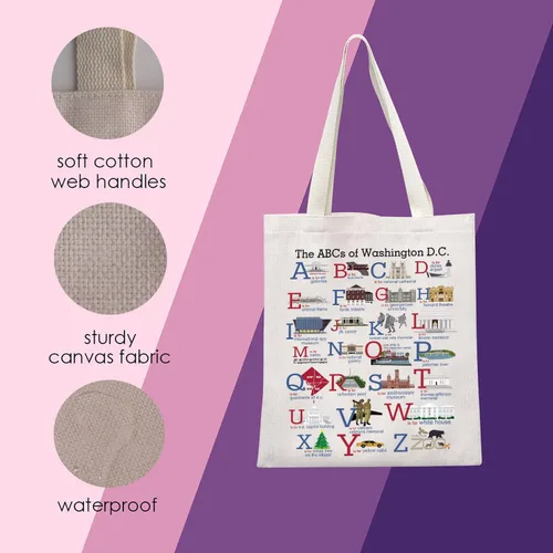 Vista 3 de MNIGIU Washington DC Alphabets Tote Bag Washington DC Souvenir Gift Washington DC Welcome Bag