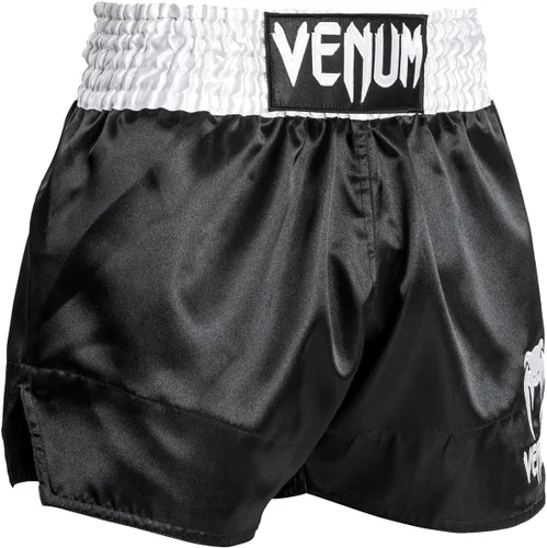 Vista 3 de Venum Pantalones cortos clásicos de Muay Thai, negroblancoblanco, XL
