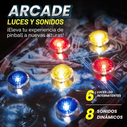 Vista 7 de New Era Pinball Game Black - Máquina interactiva de pinball de mesa o piso para niños y adultos - Puntuación LED, luces y sonidos, juego
