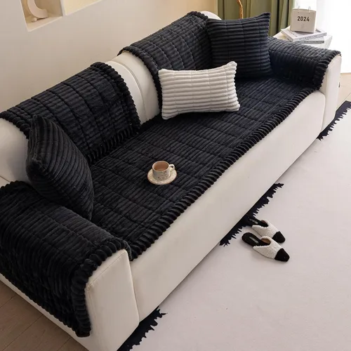 Vista 4 de vctops - Funda de sofá a rayas súper suave de corduroy, funda seccional para sofá, funda lavable antideslizante para sofá, protector de muebles