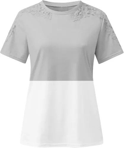 Vista 5 de Blusas de encaje para mujer, lindas blusas de verano con manga casquillo para mujer, blusas y tops elegantes vintage