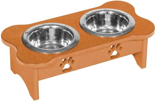 Vista 220 de Poly Lumber - Comedero doble de hueso mediano de 2 cuartos de galón, color negro