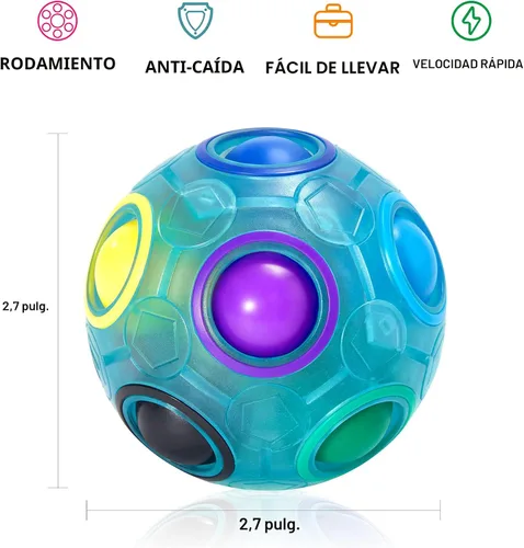 Vista 2 de Vdealen Bola Mágica de Rompecabezas del Arco Iris, Rompecabezas de Bola Antiestrés Estimulante Mental, Juguete Antiestrés para Niños y Niñas