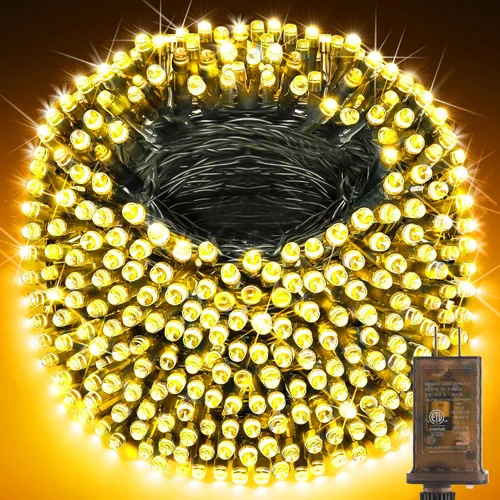 Vista 29 de KNONEW Guirnalda de luces de Navidad para interiores, 60 pies, 180 luces LED impermeables para exteriores, 8 modos de iluminación, función