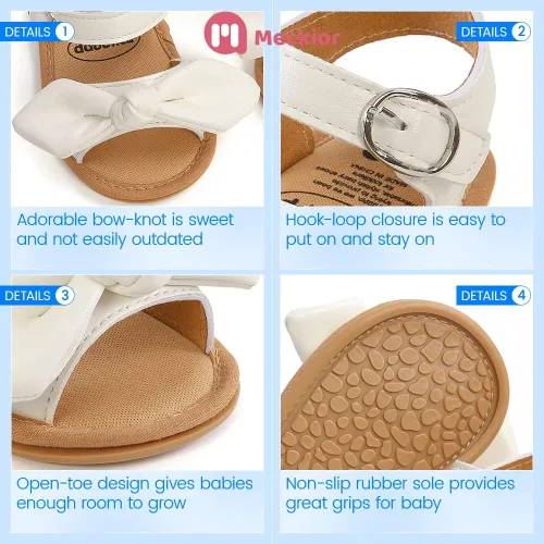 Vista 40 de Meckior Sandalias de verano con punta abierta y suave de piel sintética para bebés y niñas pequeñas