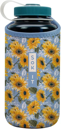 Vista 260 de Sok It BotlSok Funda para botella de agua con cubierta de neopreno aislante (Floral abstracto, se ajusta a CamelBak o Nalgene de 12 onzas)