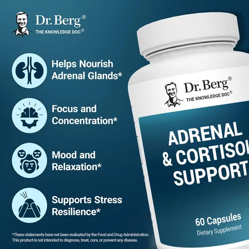 Vista 3 de Dr. Berg Cápsulas Suprarrenales y Cortisol - Suplemento Suprarrenal y Gestor de Cortisol - Apoyo para Estado de Ánimo, Concentración, Relajación