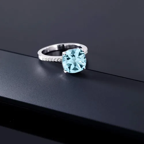 Vista 27 de Gem Stone King Anillo de compromiso de plata de ley 925 con piedra preciosa de corte cojín de 0.39 pulgadas Anillo de compromiso de aniversario