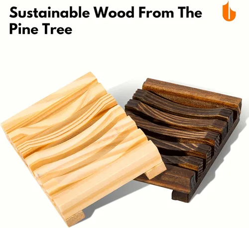 Vista 5 de Urbanstrive Jabonera de madera natural, bandeja de jabón para baño, biodegradable, cero residuos, sin plástico, color carbón