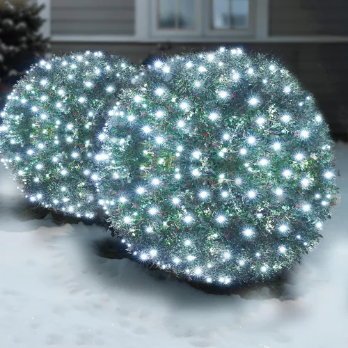 Vista 10 de Red de luces LED verdes de Navidad para exteriores, 120 LED de 6 x 5 pies, tira de luces de malla conectables para exteriores e interiores