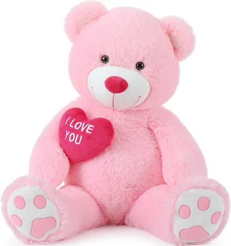 Vista 17 de MaoGoLan Oso de peluche gigante de 52" Oso de peluche - Te amo Corazón rojo Oso de peluche grande para regalo de San Valentín, aniversario, larga