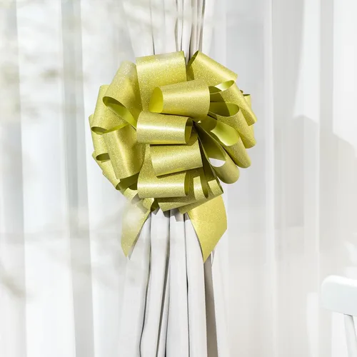 Vista 7 de LeZakaa Lazo de regalo dorado de 12 pulgadas, lazo gigante con purpurina, lazo para automóvil, lazo grande gigante para decoración de regalos