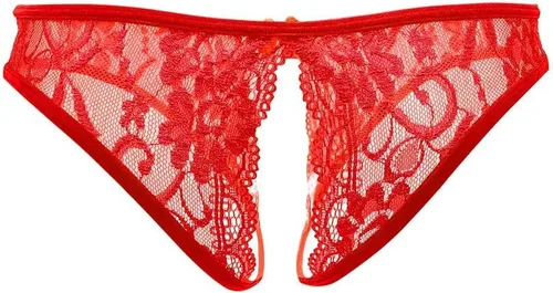 Vista 3 de Justgoo Tangas de encaje para mujer, ropa interior de tiro bajo con espalda en T