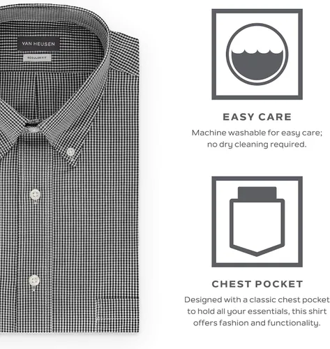 Vista 5 de Van Heusen Camisa de vestir con cuello con botones y corte regular para hombre, Azul cobalto