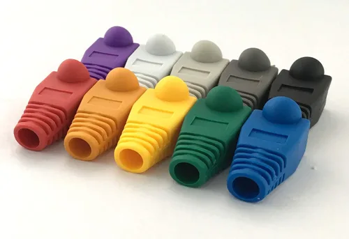 Vista 3 de Paquete de 100 cargadores de cable de red Ethernet RJ45 CAT6 CAT6E CAT5 CAT5E para alivio de tensión, conector de cable de cubierta de enchufe