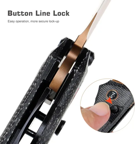 Vista 3 de RT - Cuchillo de bolsillo para corcel, 3.3 pulgadas, hoja 14C28N Negro/Dorado