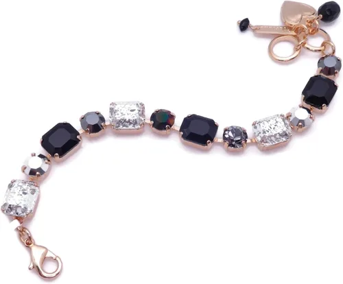 Vista 3 de Mariana Rocky Road 1149 - Pulsera de color dorado y negro con estampado de leopardo y nieve cristal