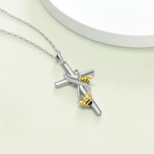 Vista 3 de POPLYKE Regalos para el Día de la Madre para mamá, collar de cruz de joyería regalos para madre, hija, abuela, plata de ley 925, collar con colgante