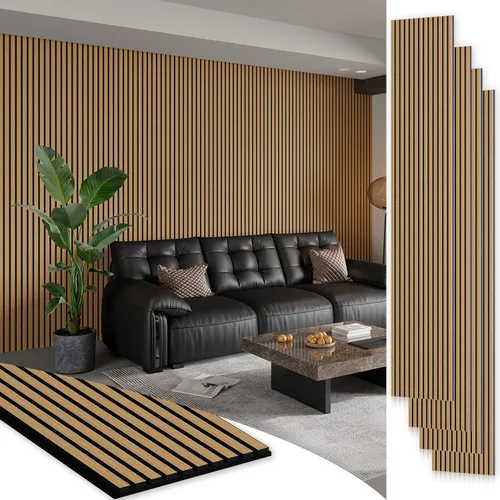 Vista 13 de Smartstandard Panel de Pared de Listones de Madera de Muestra, Paneles de Pared de Madera Insonorizados, Paneles de Madera Acústicos para Pared