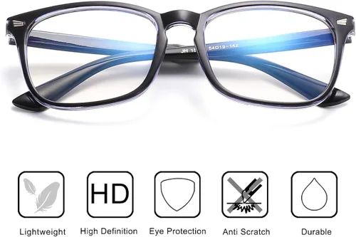 Vista 5 de AISSWZBER Lentes unisex con estilo cuadrado sin receta y lentes transparentes