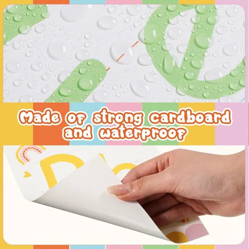 Vista 3 de Juego de 36 tablones de anuncios con números del alfabeto bohemio, tarjeta del alfabeto ABC y tarjeta de números del 0 al 9, decoración de pared