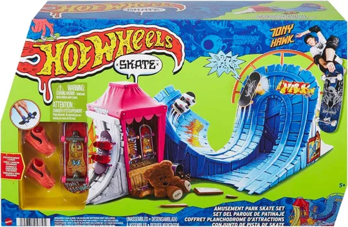 Vista 6 de Hot Wheels Skate Amusement Park - Juego de patinaje con 1 diapasón exclusivo de Tony Hawk, 1 par de zapatos de skate extraíbles, sonidos activados