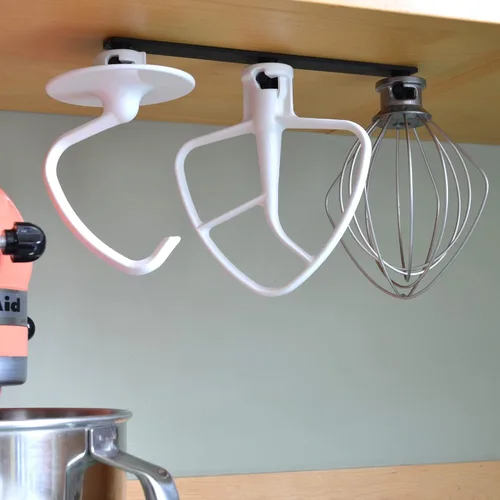 Vista 6 de Mezclador de cocina con montaje triple Triple ahorro de espacio Organiza tu batidor de paletas planas, batidor de alambre, accesorios de gancho