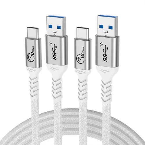 Vista 14 de Android Auto & CarPlay - Cable USB C de 10 Gbps 60 W PD de 1.5 pies (paquete de 2, negro), USB 3.1 Gen 2 a USB-A, cable de carga rápida compatible