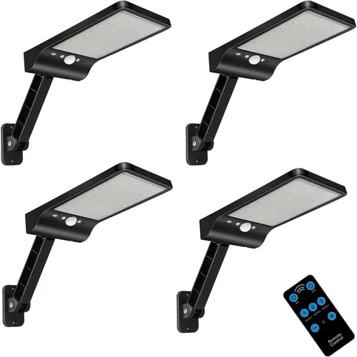 Vista 8 de Luces solares para exteriores con control remoto, 56 LED de ángulo ajustable de 180°, luz nocturna de seguridad, sensor de movimiento exterior