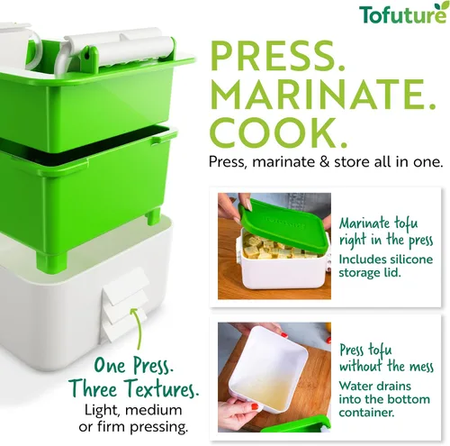 Vista 4 de Tofuture Prensa de tofu de Tofuture - La prensa original y mejor para tofu. Elimina fácil y rápidamente el agua del tofu para mejorar el sabor y dar