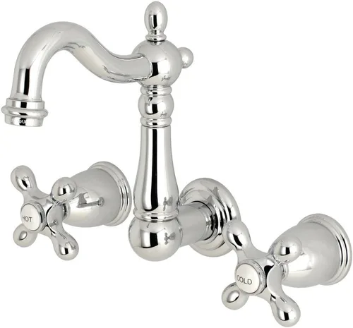 Vista 5 de Kingston Brass KS1223AX - Grifo de baño de montaje en pared central de 8 pulgadas, latón antiguo