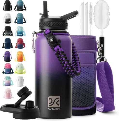 Vista 48 de DYSANKY Botella de agua aislada de 32 onzas, metal al vacío de acero inoxidable grueso, jarra de agua deportiva portátil para gimnasio y senderismo