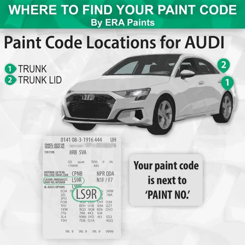 Vista 2 de ERA Paints LY9C - Ibis White para AUDI Exact Match Automotive Touch Up Paint Spray - Kit esencial de 2 K