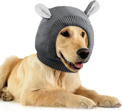 Vista 12 de Orejeras silenciosas para perros, cuello de 14.96 pulgadas, protectores auditivos para perros, protección contra ruido, gorro de punto envolvente